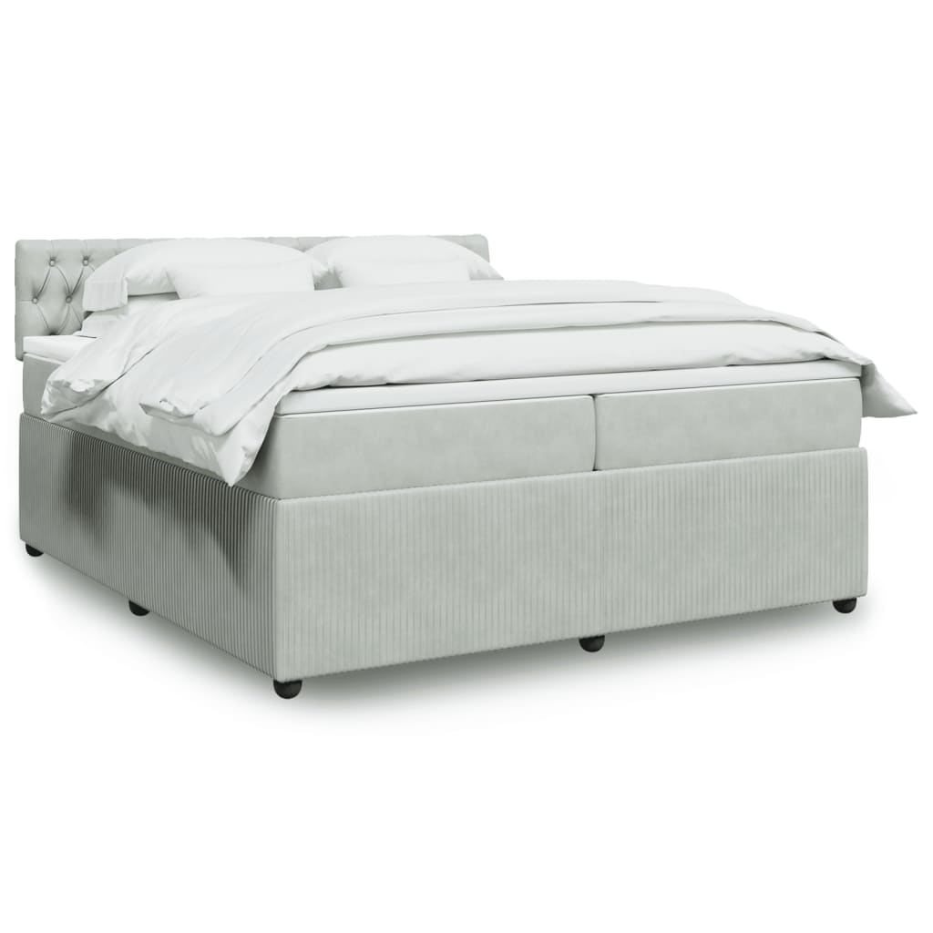 Box Spring Postel S Matrací Samet Světle Šedá