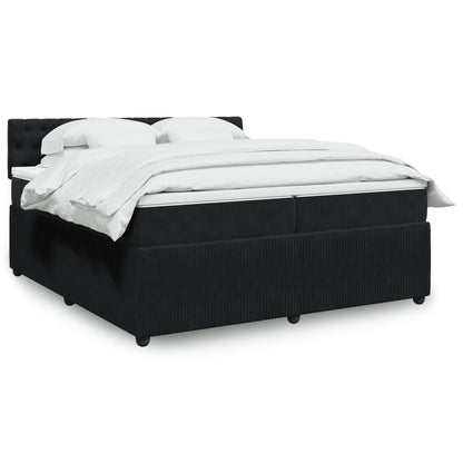Box Spring Postel S Matrací Černá Samet Černá