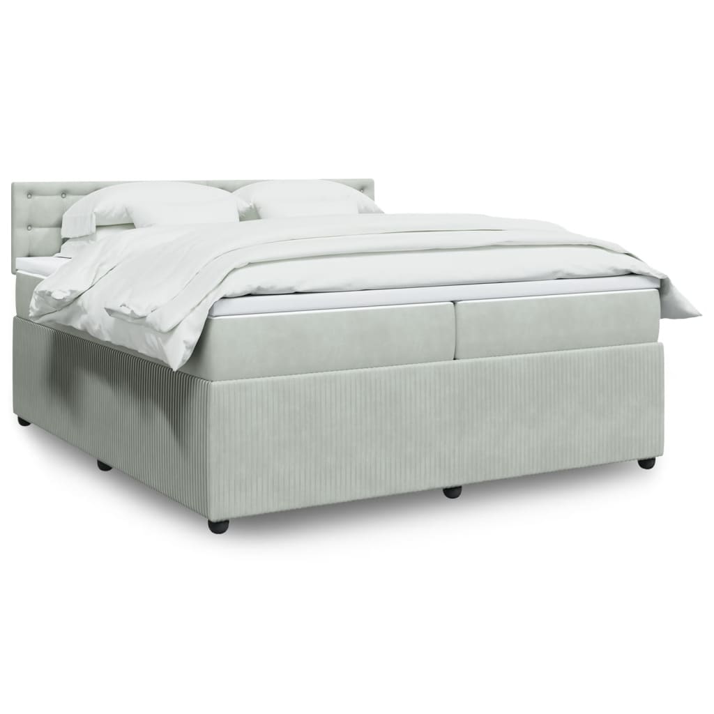 Box Spring Postel S Matrací Samet Světle Šedá