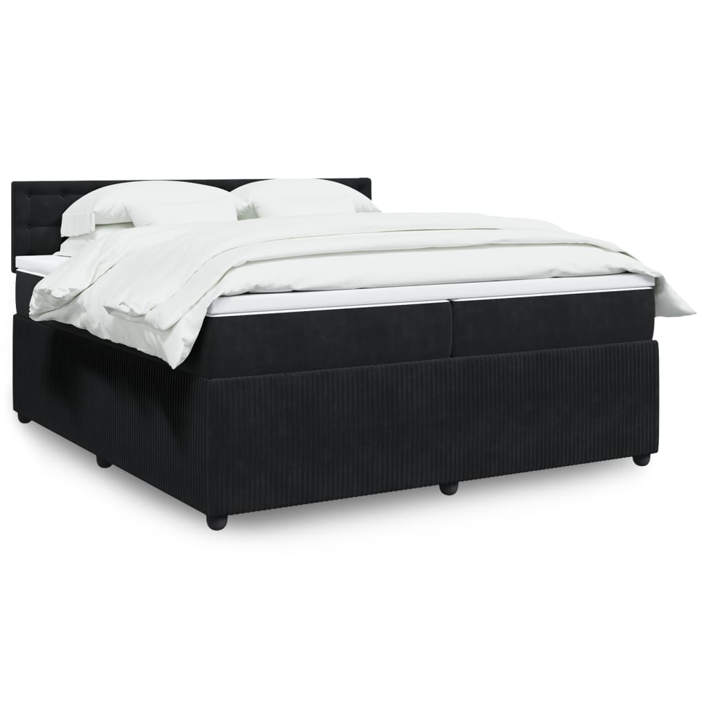 Box Spring Postel S Matrací Černá Samet Černá