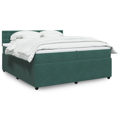 Box Spring Postel S Matrací Samet Tmavě Zelená