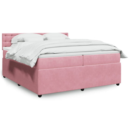 Box Spring Postel S Matrací Samet Růžová