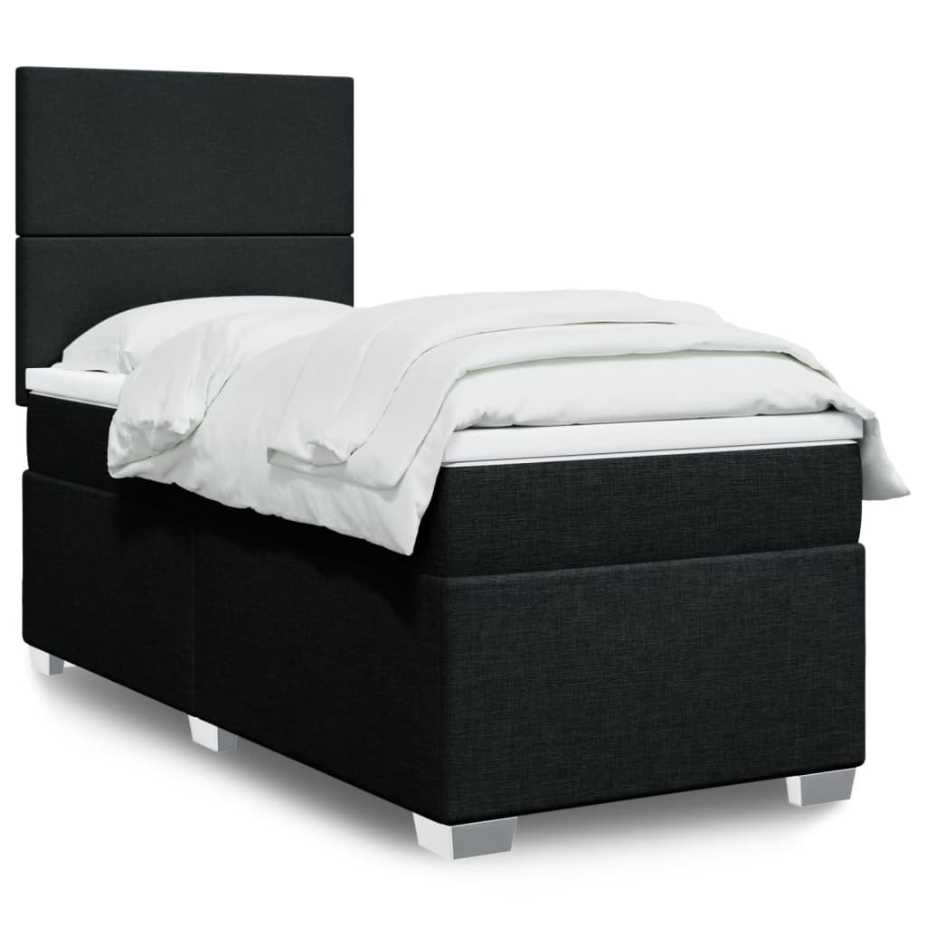Box Spring Postel S Matrací Černá Textil Černá