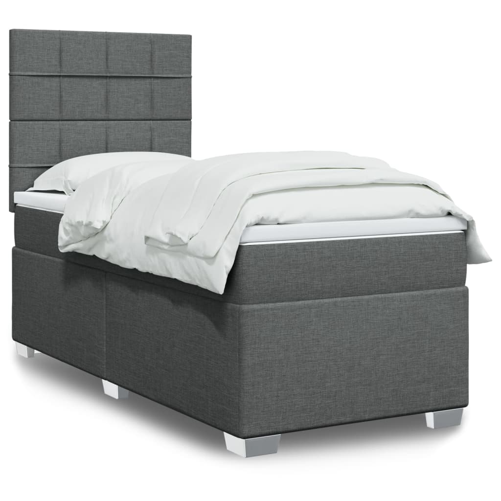 Box Spring Postel S Matrací Textil Tmavě Šedá