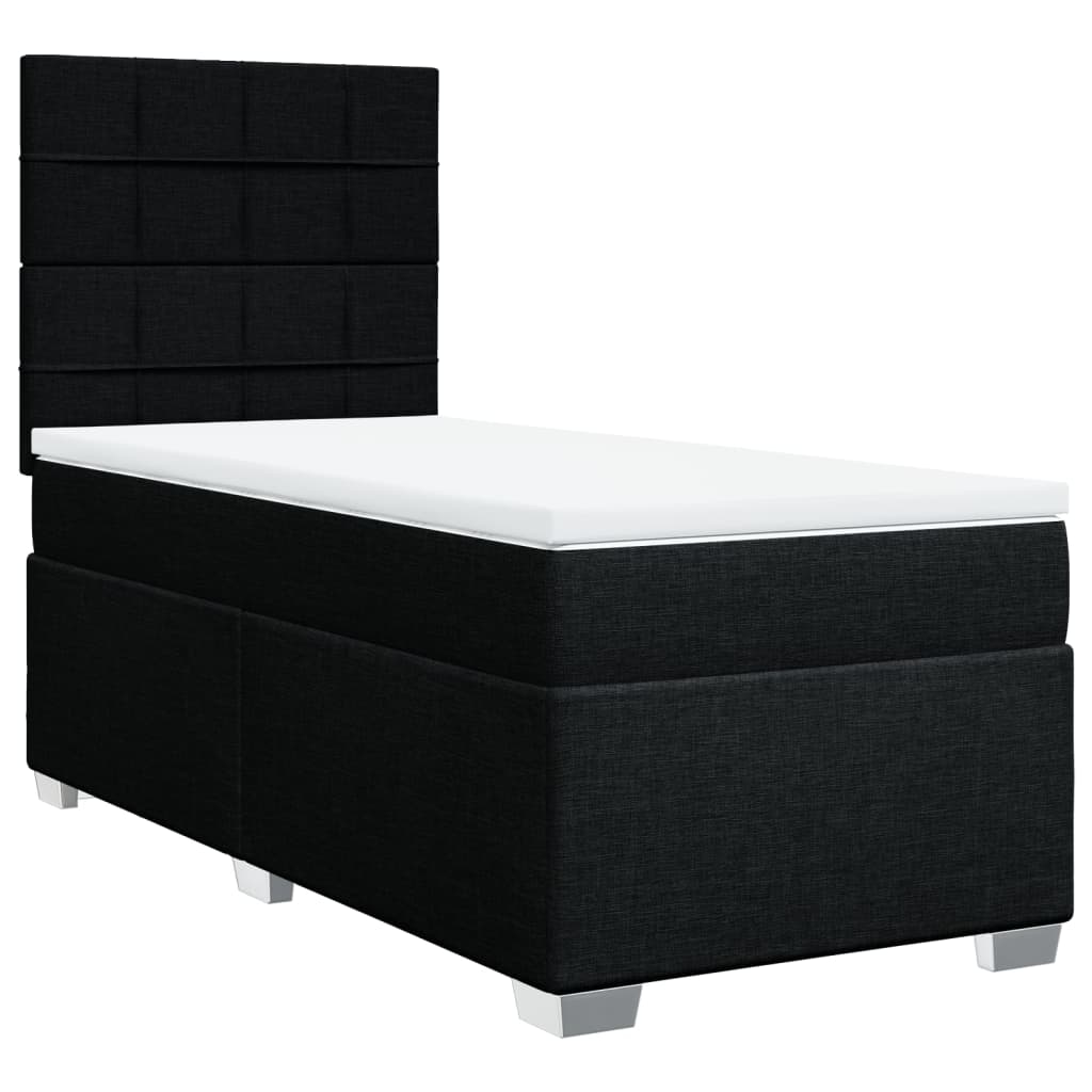 Box Spring Postel S Matrací Černá 80 X 200 Cm Textil