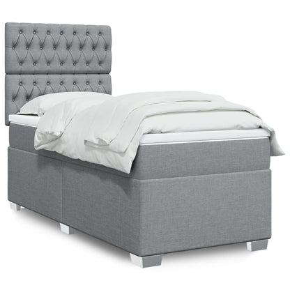 Box Spring Postel S Matrací Textil Světle Šedá