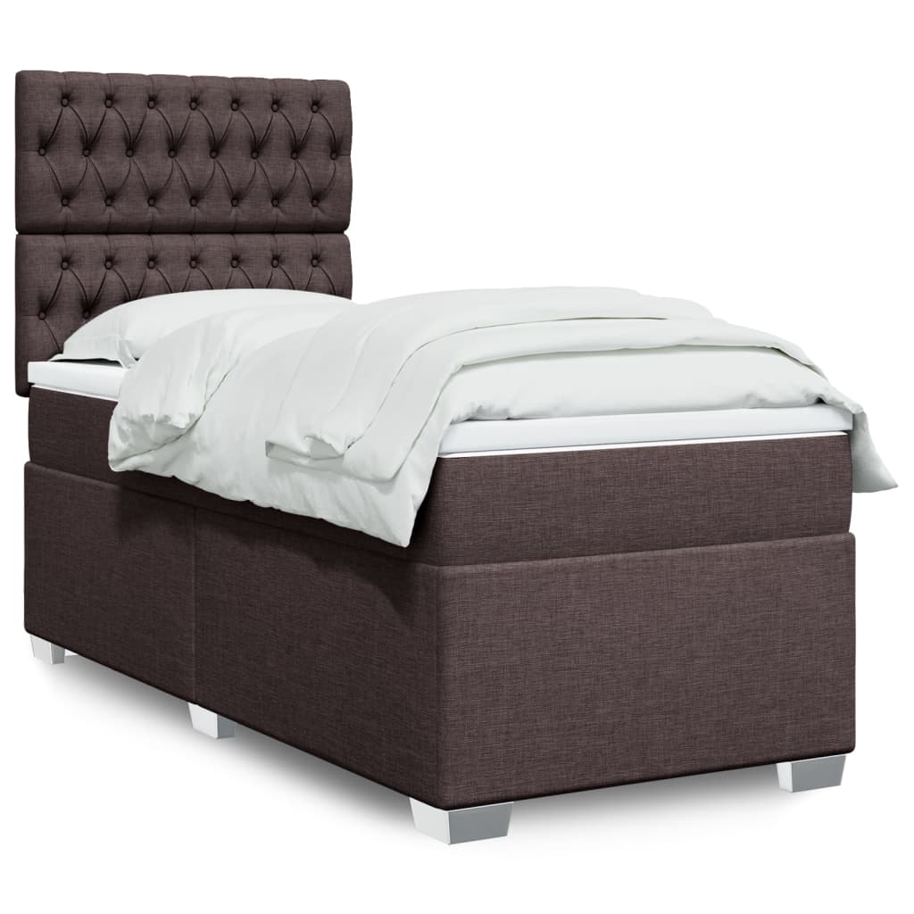 Box Spring Postel S Matrací Textil Tmavě Hnědá