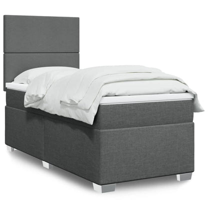 Box Spring Postel S Matrací Textil Tmavě Šedá