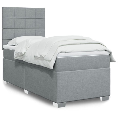 Box Spring Postel S Matrací Textil Světle Šedá