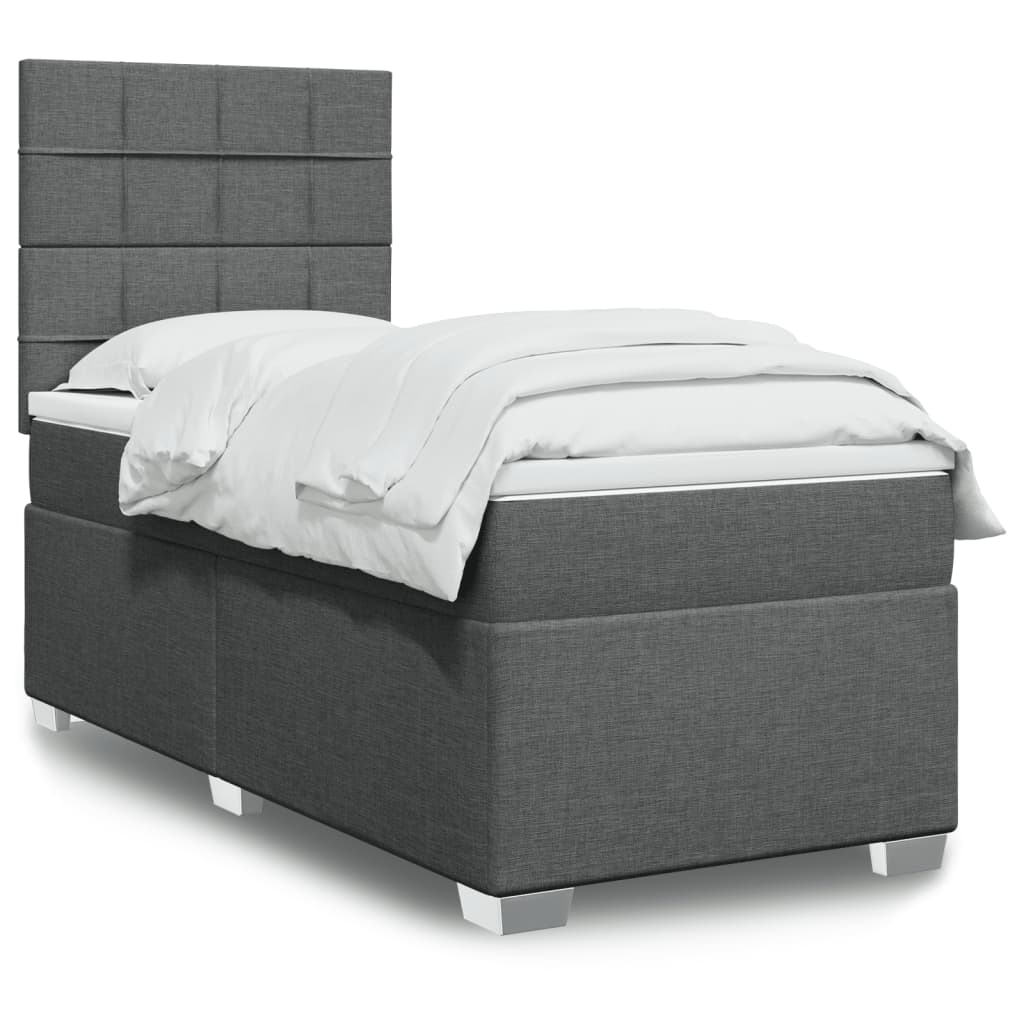 Box Spring Postel S Matrací Textil Tmavě Šedá