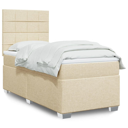 Box Spring Postel S Matrací Textil Krémová