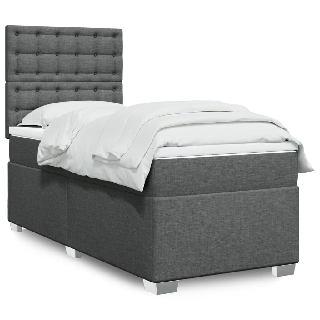 Box Spring Postel S Matrací Textil Tmavě Šedá