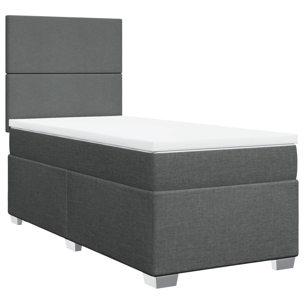 Box Spring Postel S Matrací Textil Tmavě Šedá