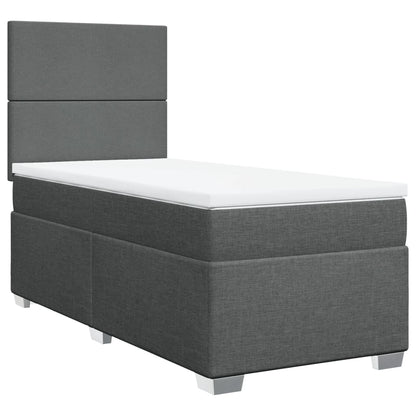 Box Spring Postel S Matrací Textil Tmavě Šedá