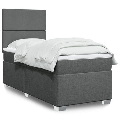 Box Spring Postel S Matrací Textil Tmavě Šedá