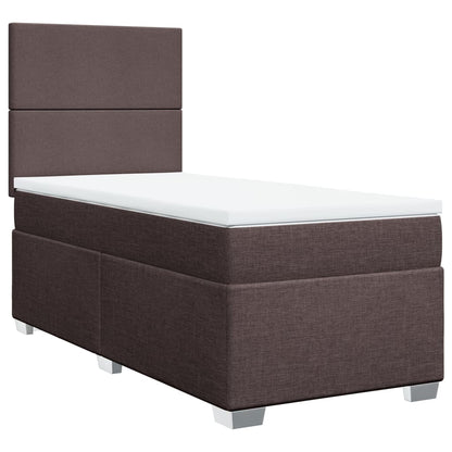 Box Spring Postel S Matrací Textil Tmavě Hnědá