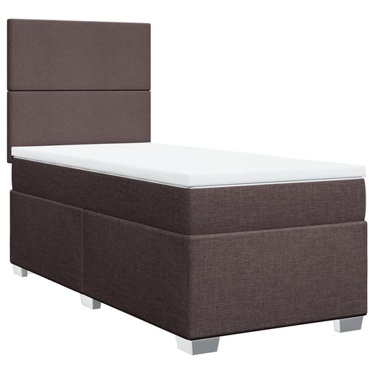 Box Spring Postel S Matrací Textil Tmavě Hnědá