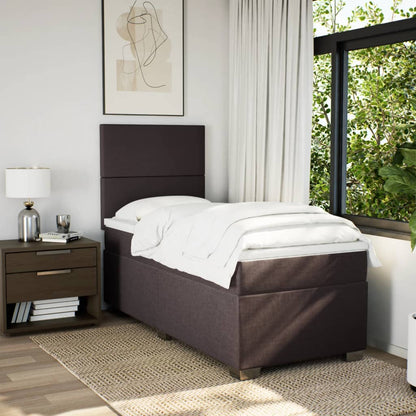 Box Spring Postel S Matrací Textil Tmavě Hnědá