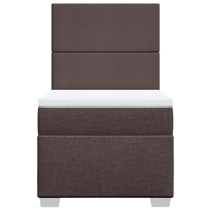 Box Spring Postel S Matrací Textil Tmavě Hnědá