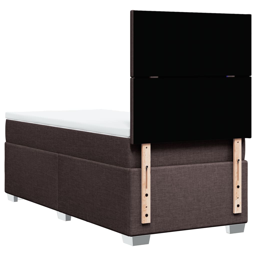Box Spring Postel S Matrací Textil Tmavě Hnědá