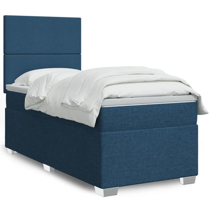 Box Spring Postel S Matrací Textil Modrá