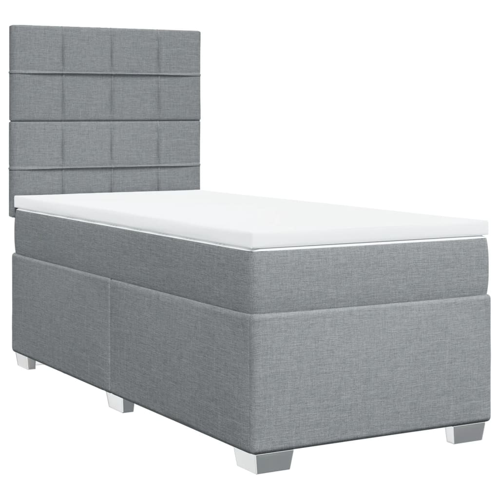 Box Spring Postel S Matrací Textil Světle Šedá