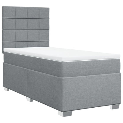 Box Spring Postel S Matrací Textil Světle Šedá