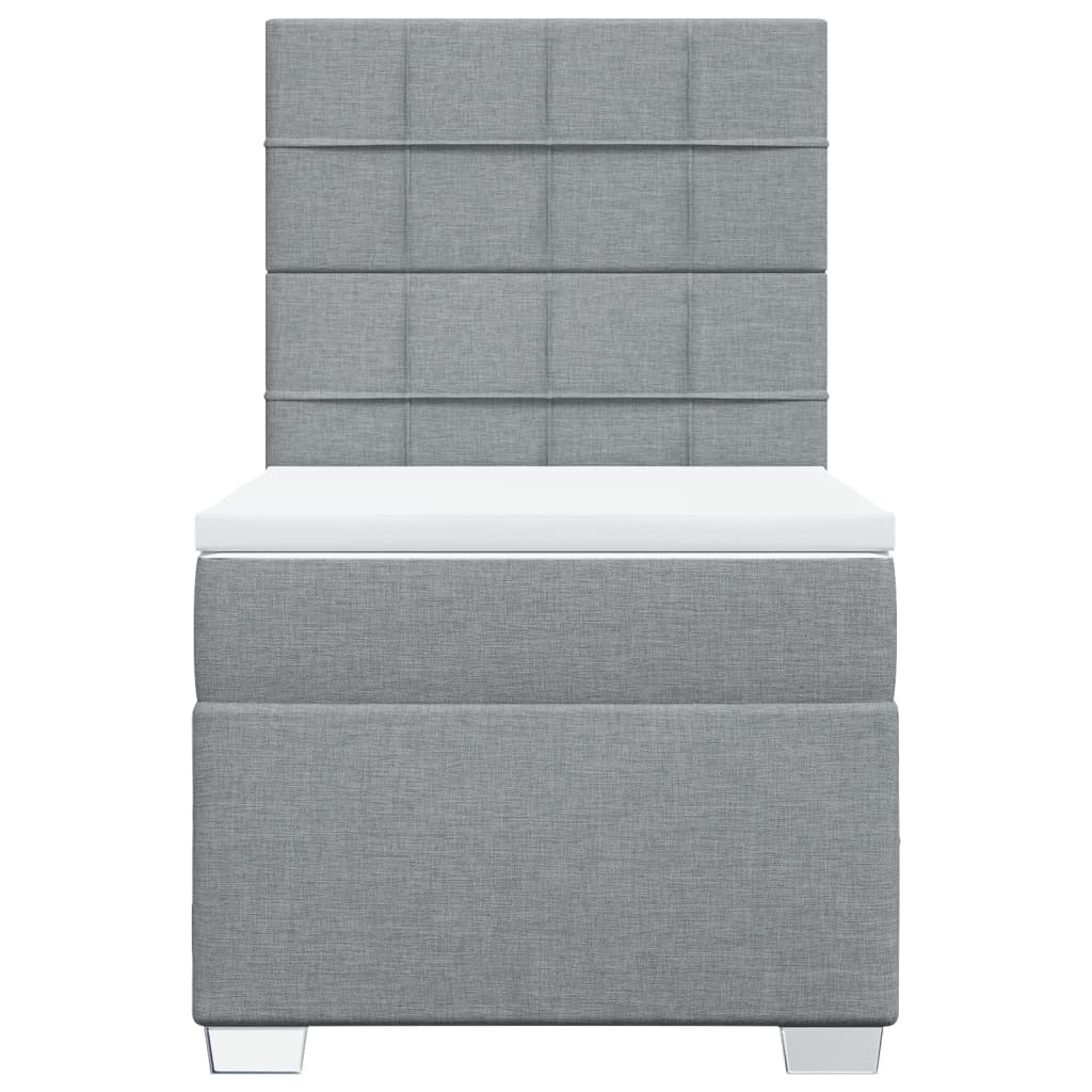 Box Spring Postel S Matrací Textil Světle Šedá