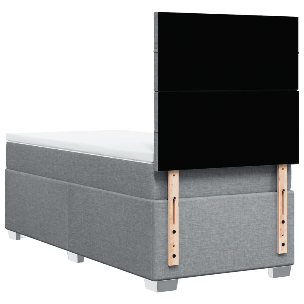 Box Spring Postel S Matrací Textil Světle Šedá