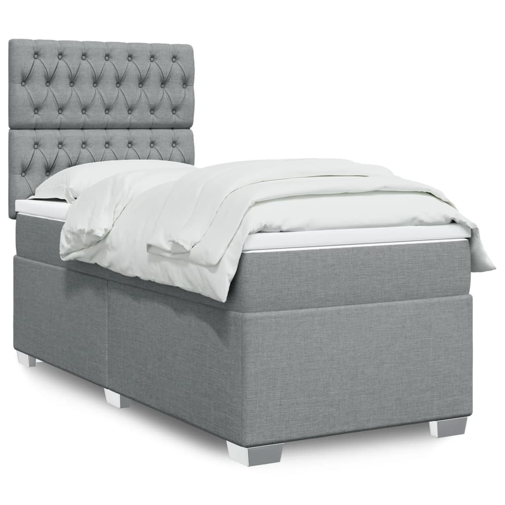 Box Spring Postel S Matrací Textil Světle Šedá