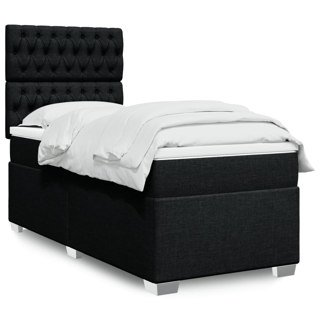 Box Spring Postel S Matrací Černá Textil Černá