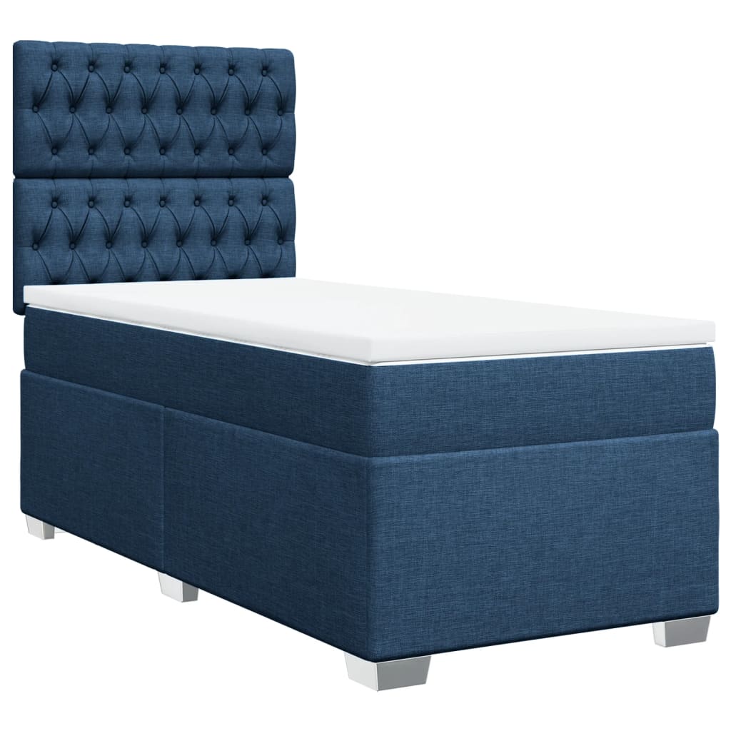 Box Spring Postel S Matrací Textil Modrá