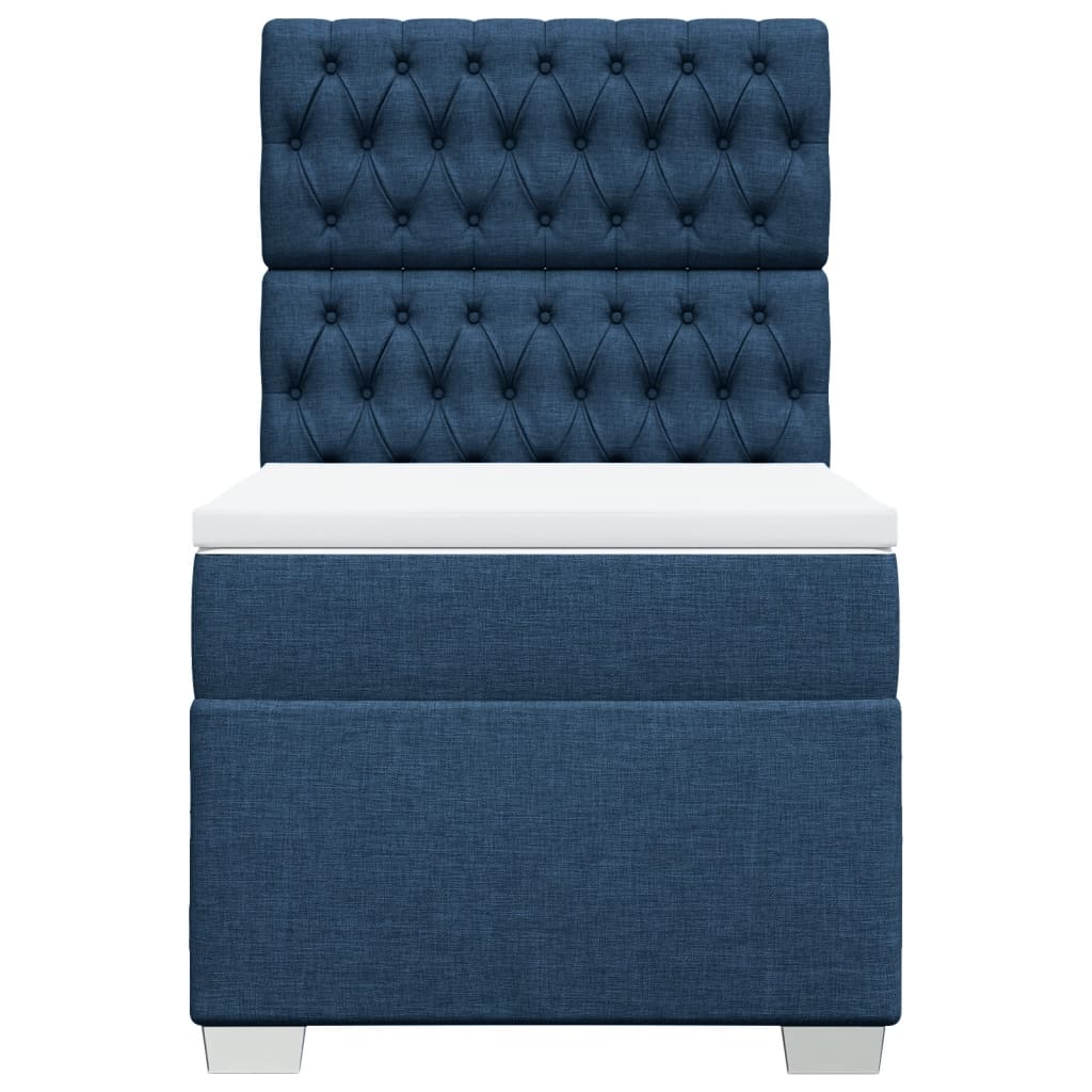 Box Spring Postel S Matrací Textil Modrá