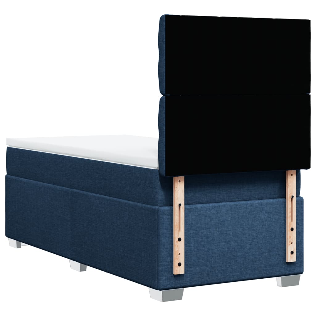 Box Spring Postel S Matrací Textil Modrá