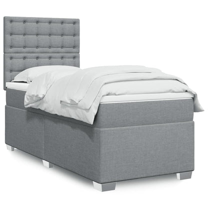 Box Spring Postel S Matrací Textil Světle Šedá
