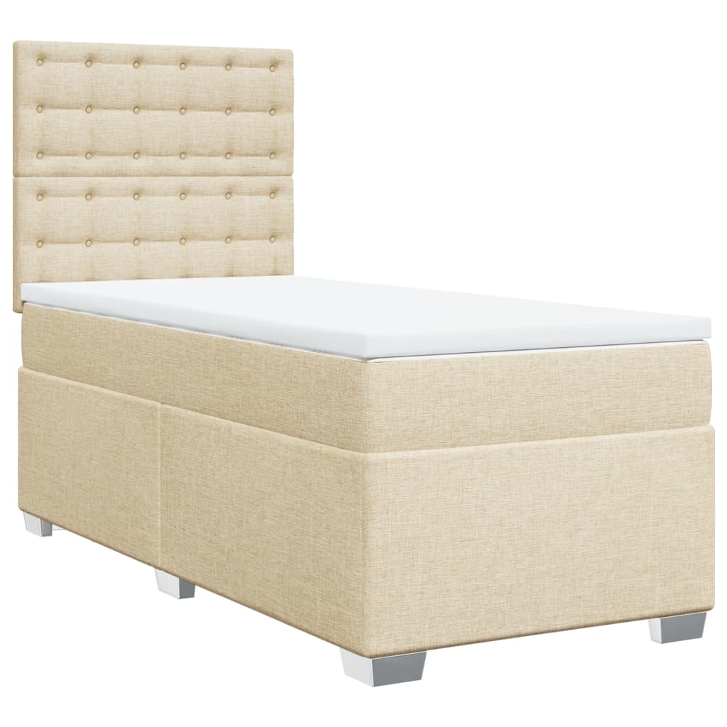Box Spring Postel S Matrací Textil Krémová