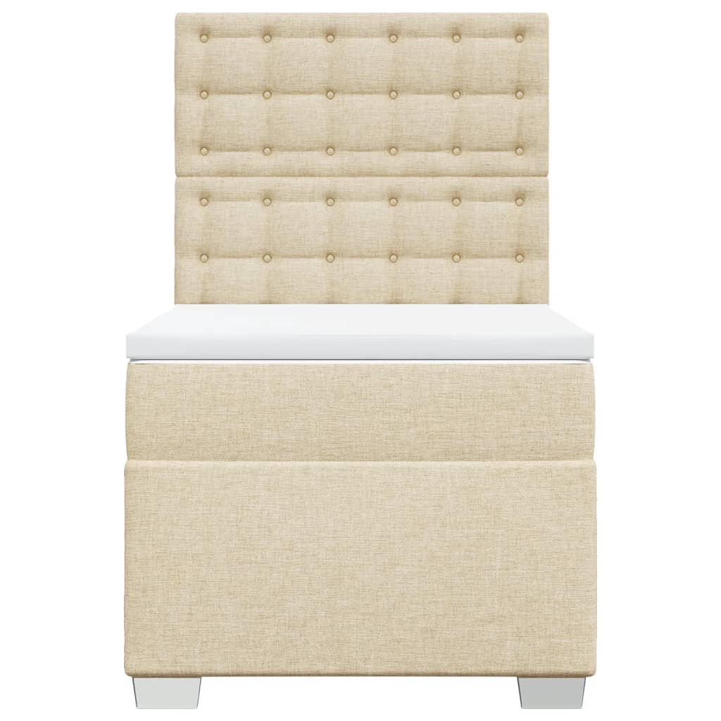 Box Spring Postel S Matrací Textil Krémová