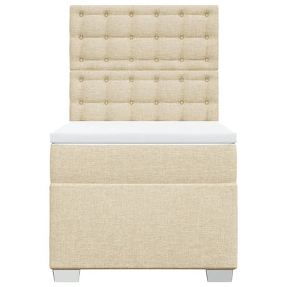 Box Spring Postel S Matrací Textil Krémová