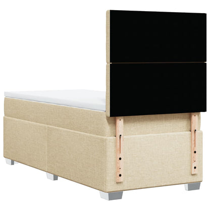 Box Spring Postel S Matrací Textil Krémová