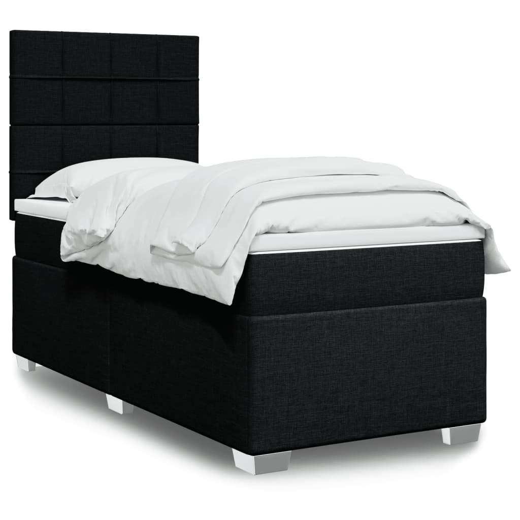 Box Spring Postel S Matrací Černá Textil Černá