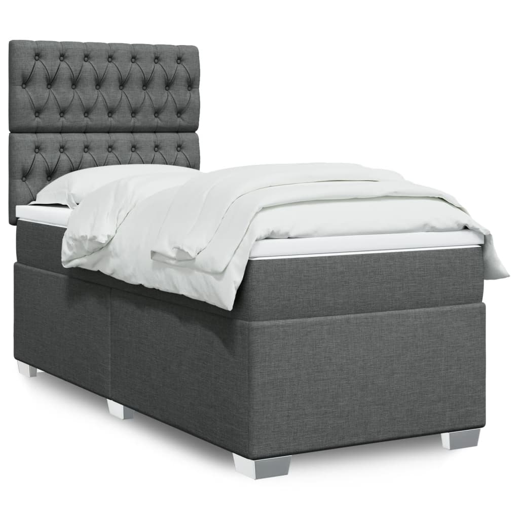 Box Spring Postel S Matrací Textil Tmavě Šedá