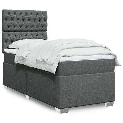 Box Spring Postel S Matrací Textil Tmavě Šedá
