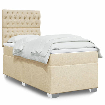 Box Spring Postel S Matrací Textil Krémová