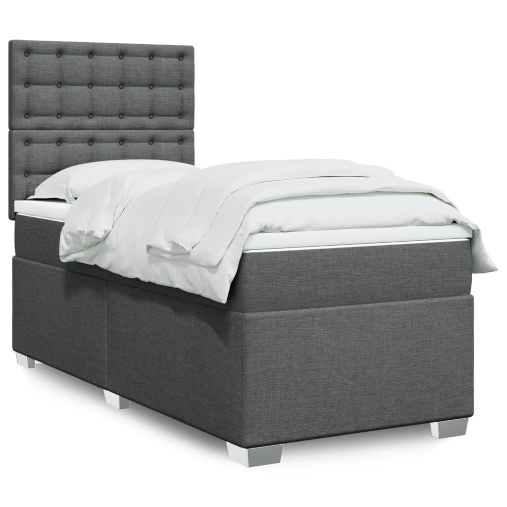 Box Spring Postel S Matrací Textil Tmavě Šedá