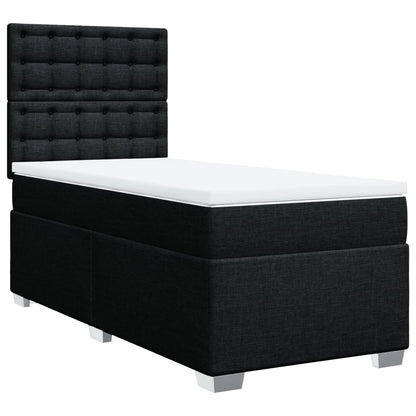 Box Spring Postel S Matrací Černá Textil Černá