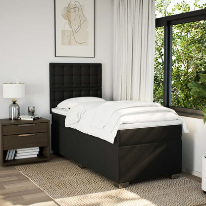 Box Spring Postel S Matrací Černá Textil Černá
