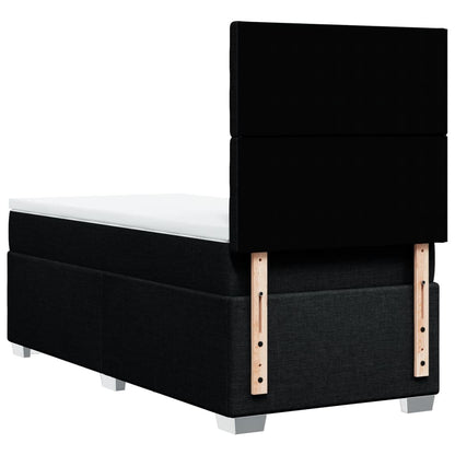 Box Spring Postel S Matrací Černá Textil Černá