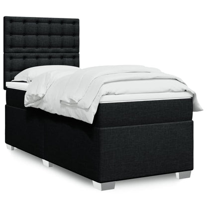 Box Spring Postel S Matrací Černá Textil Černá