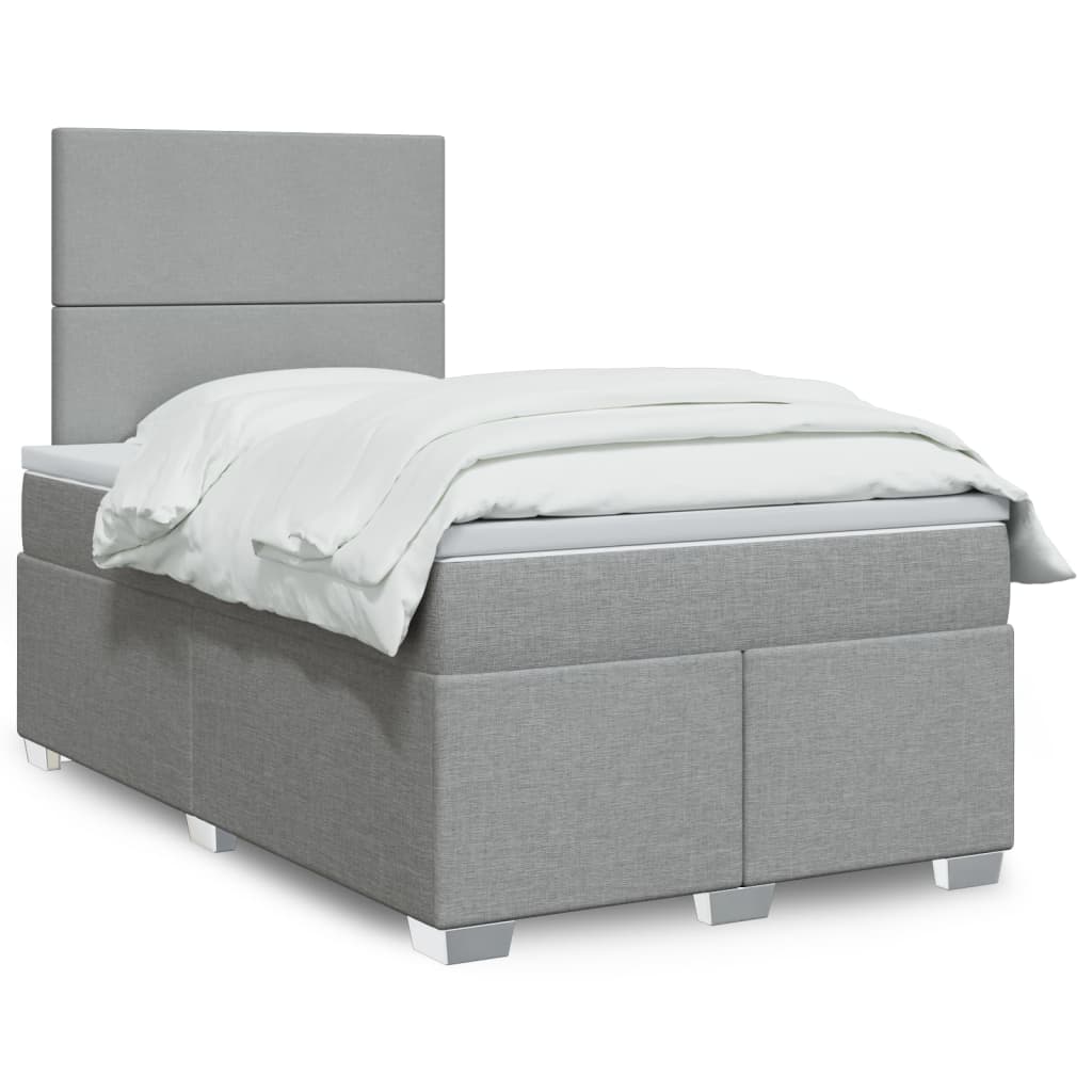 Box Spring Postel S Matrací Textil Světle Šedá