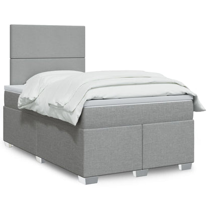 Box Spring Postel S Matrací Textil Světle Šedá